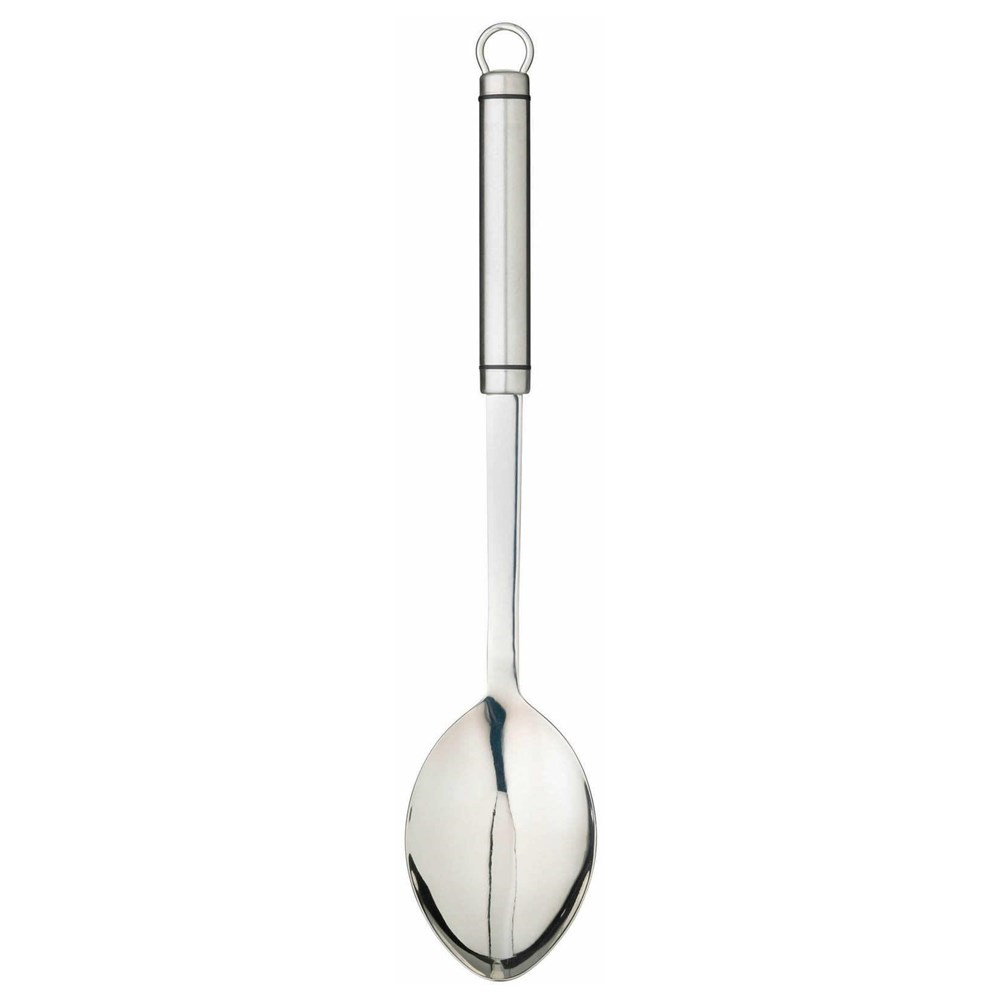 Oval Handled Cooking spoon, stainless steel-0