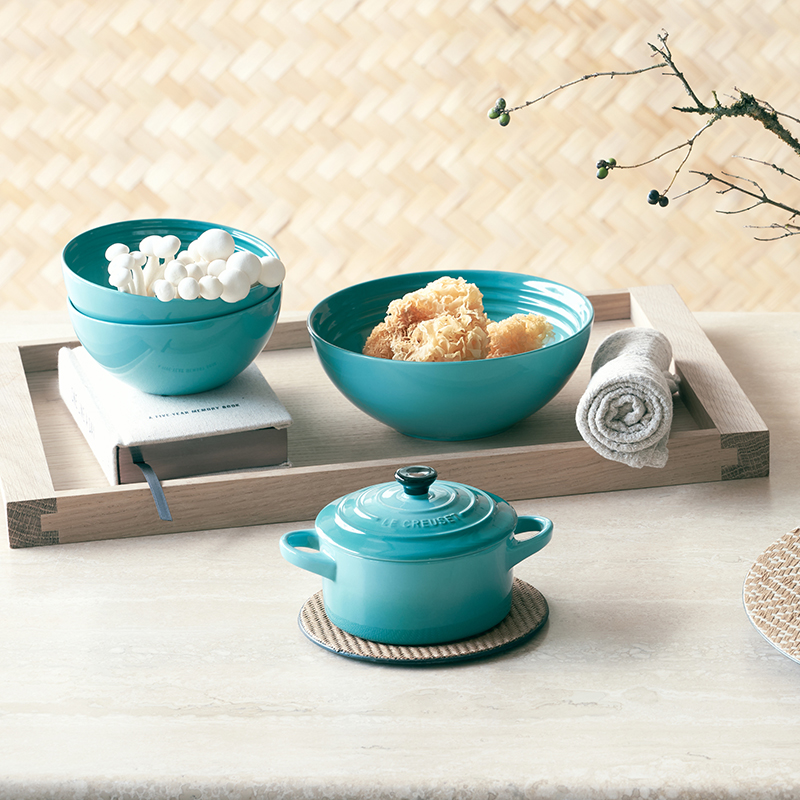 Stoneware Petite round casserole, 9cm - 250ml, Teal-5