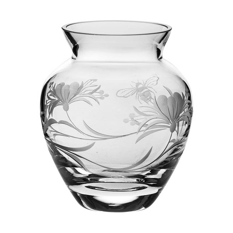 Bee & Honeysuckle Small Posy Vase, H12cm, Clear-0