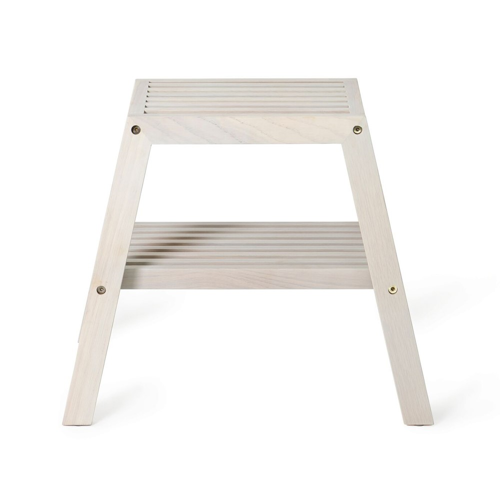 Slatted stool, H42 x W50.5 x D35.4cm, Oyster White-3