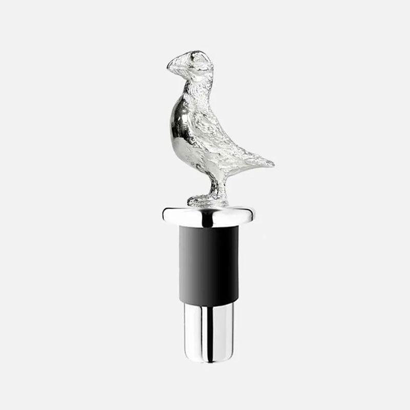 Puffin Silver Plated Bottle Stopper, 10 x 4cm, Silver-0