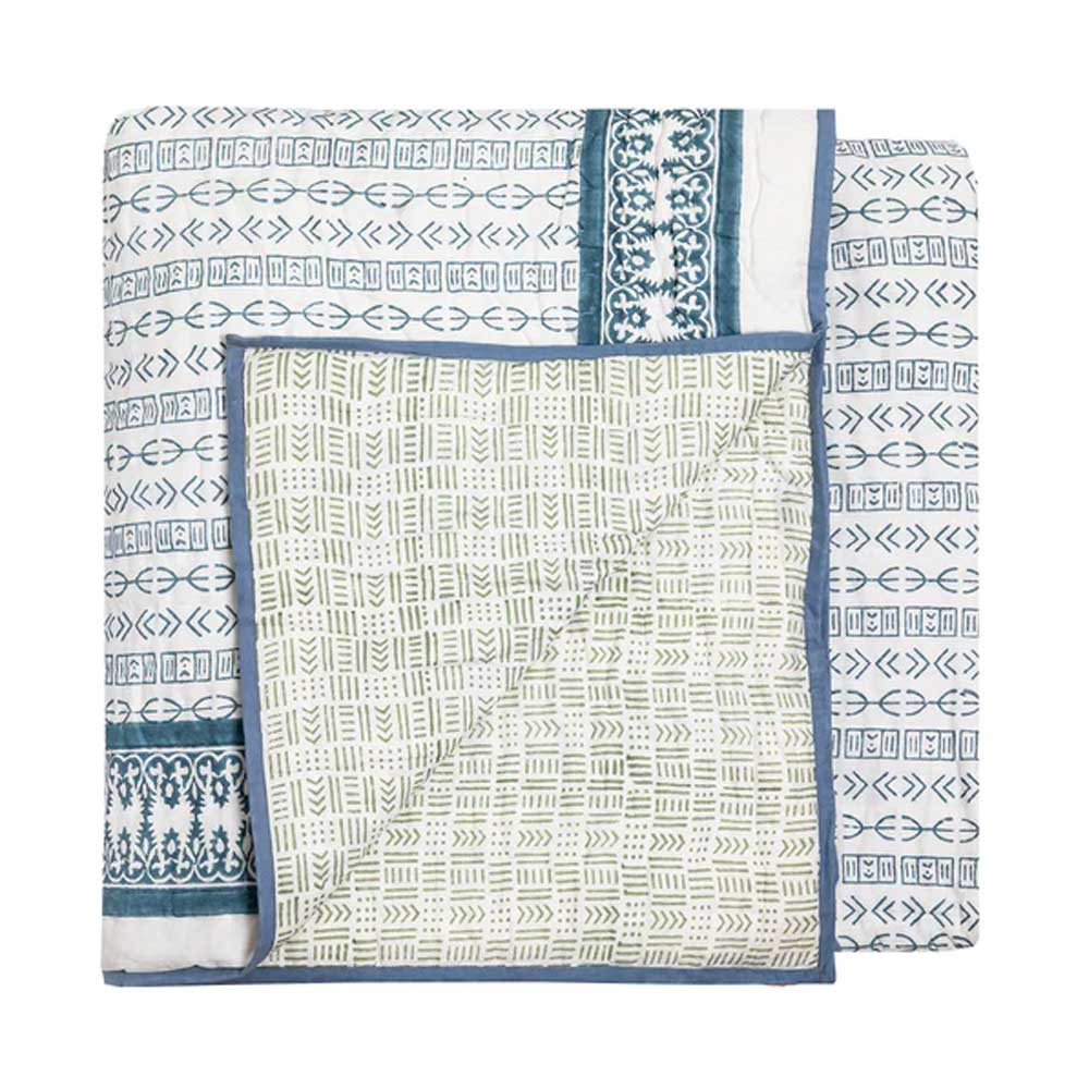 Tapa Kahala Double Quilt, 225 x 225cm, Blue/Green-0