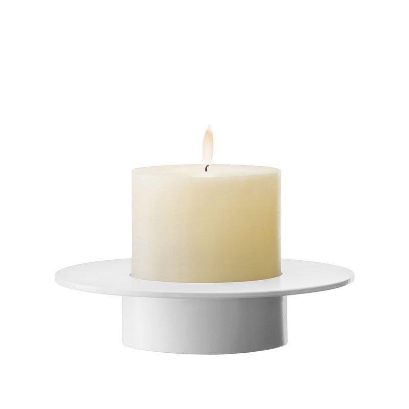 Beacon Candle Holder, H14cm, Chalk White-6