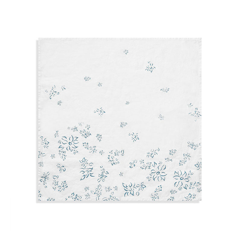 Bernadette's Falling Flower Linen Napkin, 50cm x 50cm, Light Blue-0