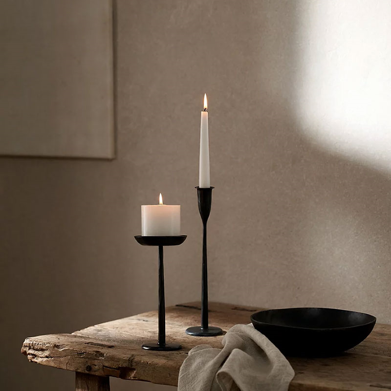 Stanton Forged Dinner Candle Holder, H30cm, Black-3