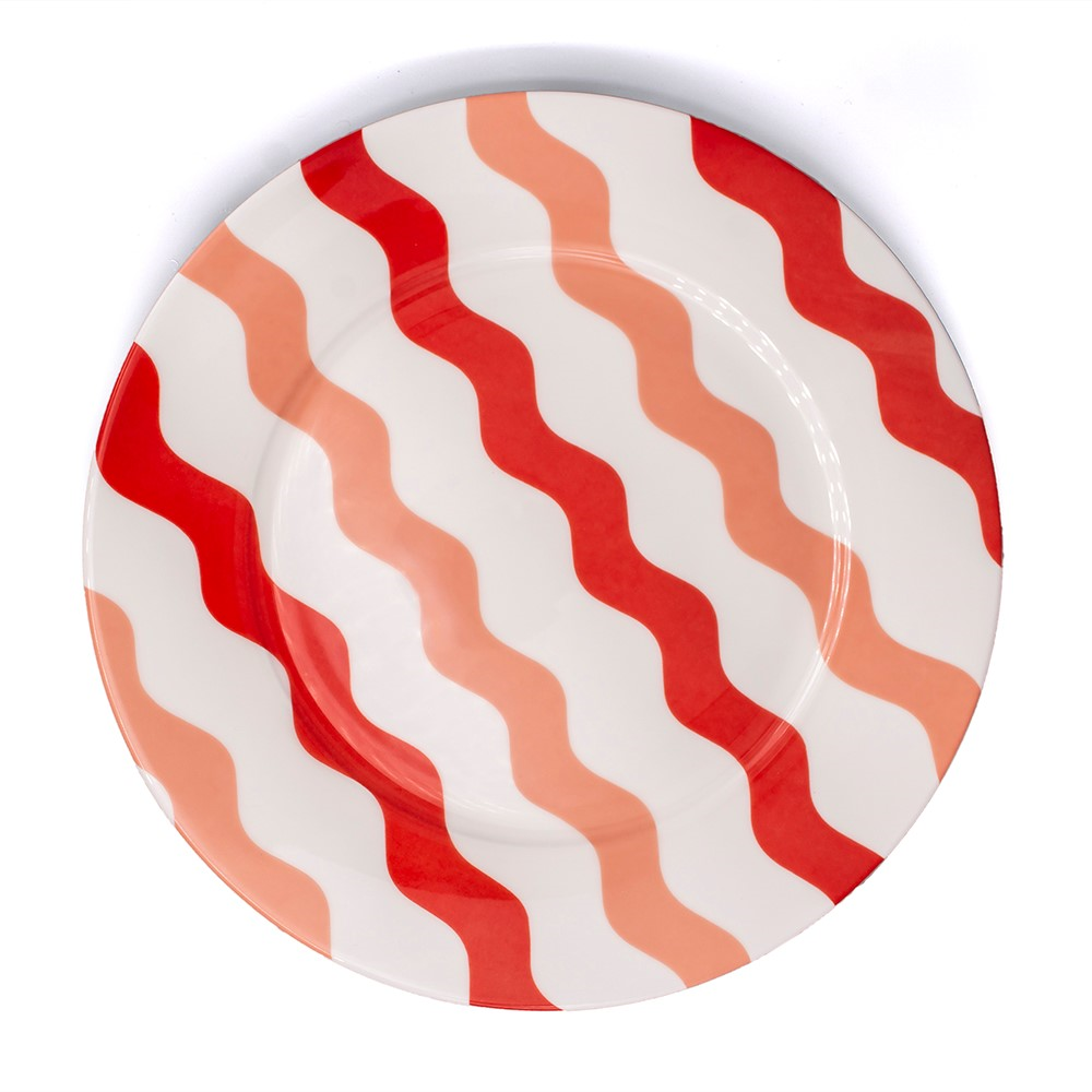 Scallop Collection Dinner Plate, Dia 10 inches, Pink & Red-0