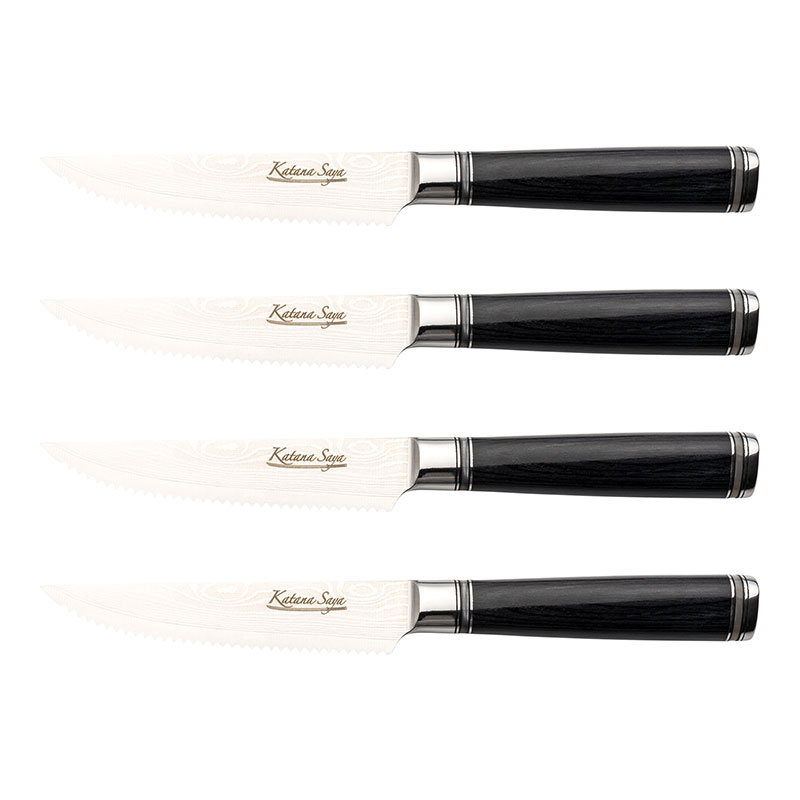 Katana Saya Pakkawood 4 Pce Steak Knife Set-0