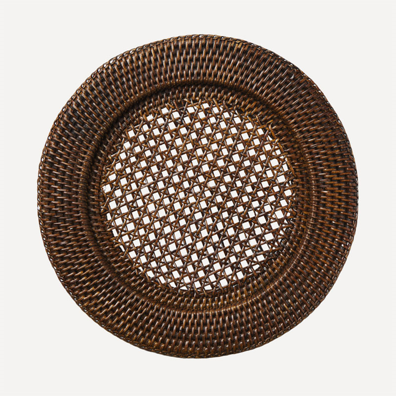 Rattan Charger Plate, D32cm, Brown-1