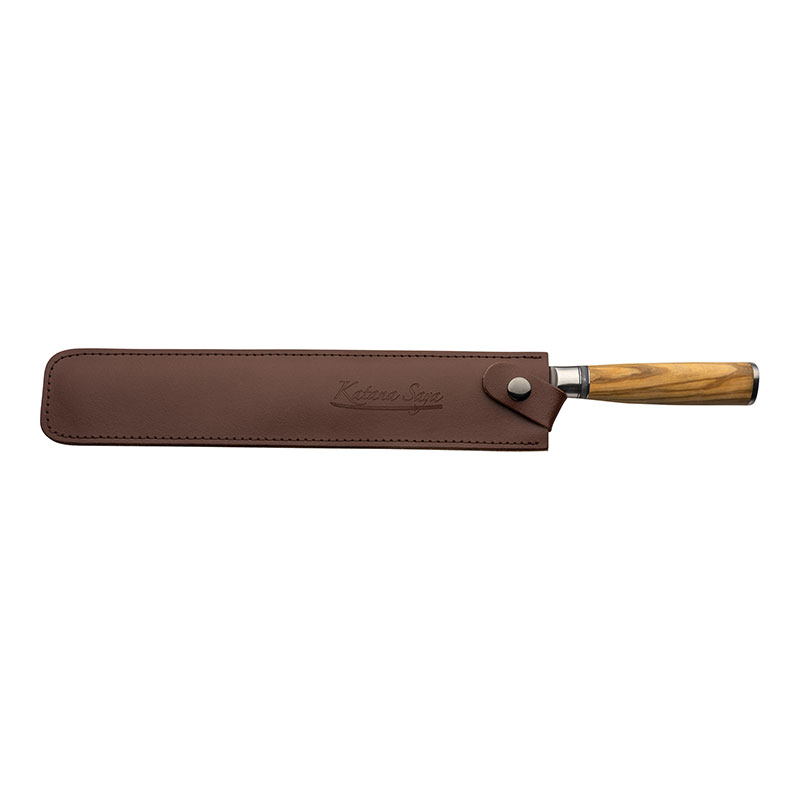 Katana Saya Olive Wood Ham Slicer, 30cm Damascus Blade-1