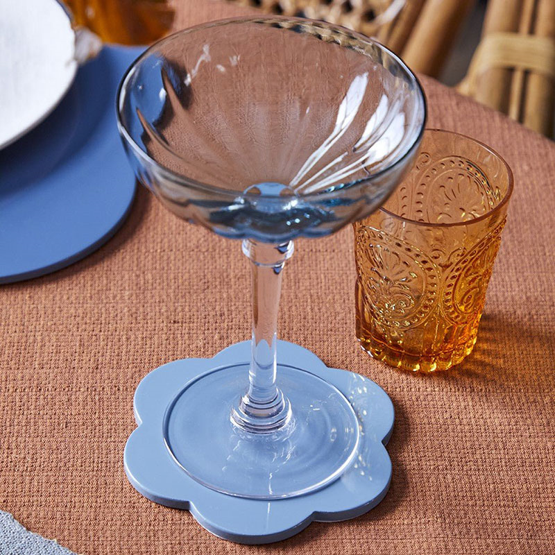 Lacquered Scallop Set of 4 Coasters, D13cm, Chambray-0