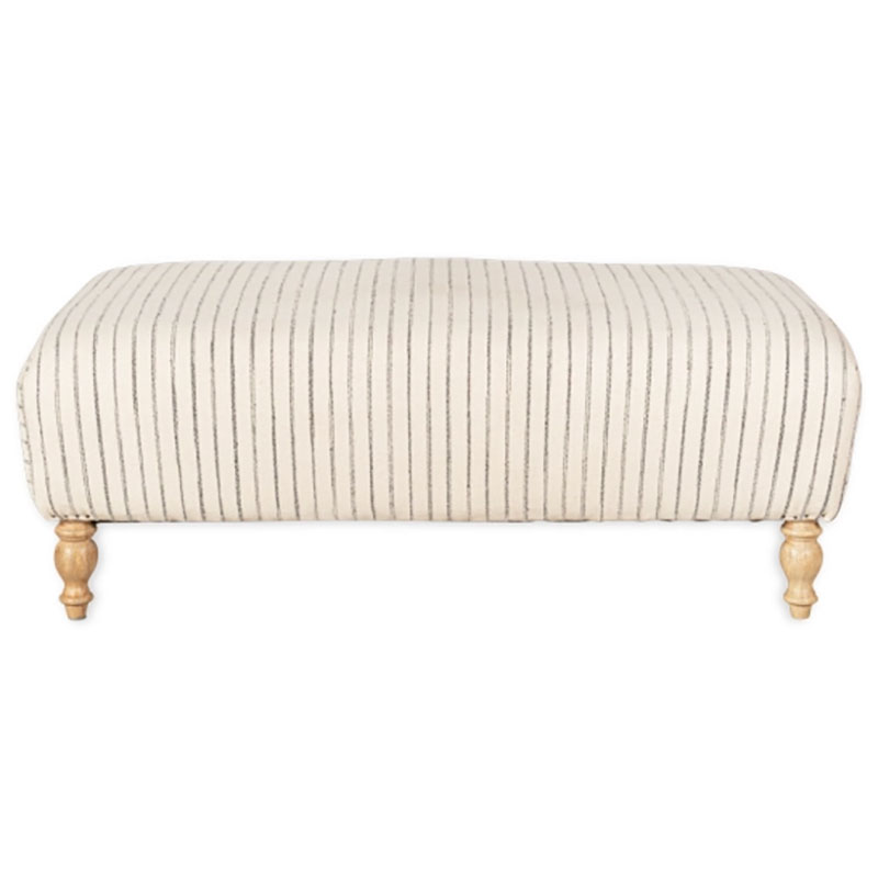 Sanja Stripe Upholstered Ottoman, Off White-4