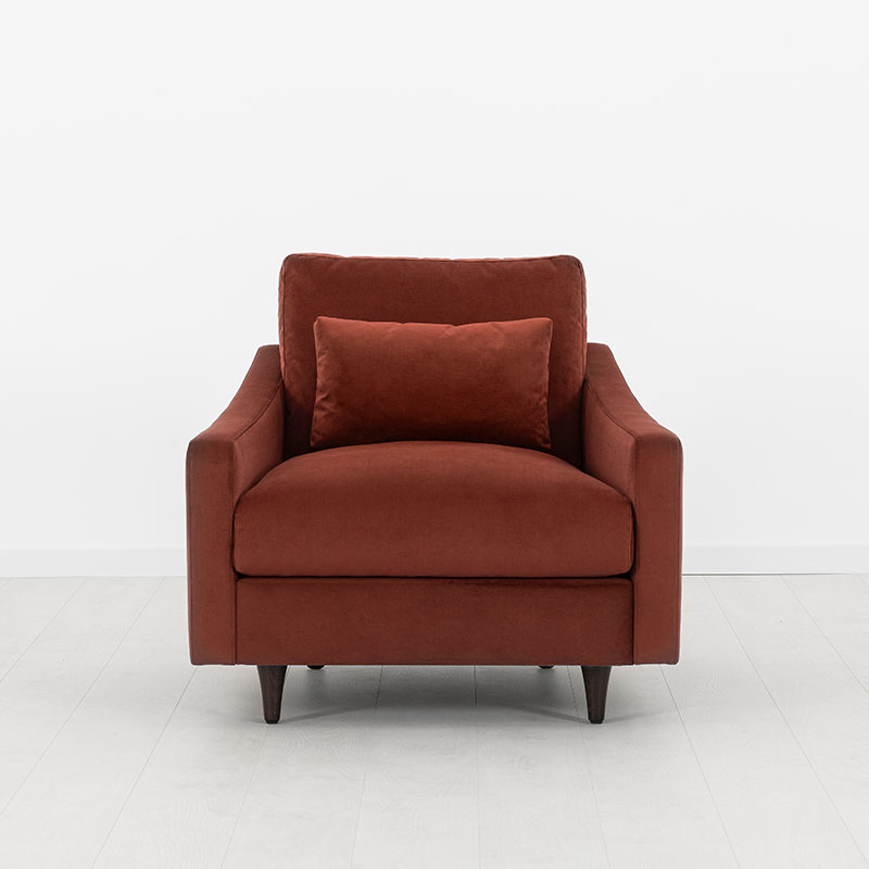 Model 07 Velvet Armchair, Brick-0