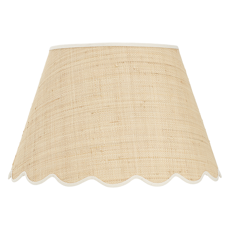 Raffia Scallop Large Lampshade, Cream Trim-1