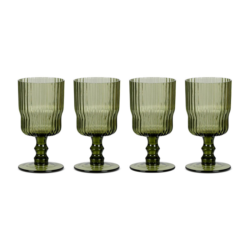 Fali Set of 4 Wine Glasses, 300ml, Olive-1