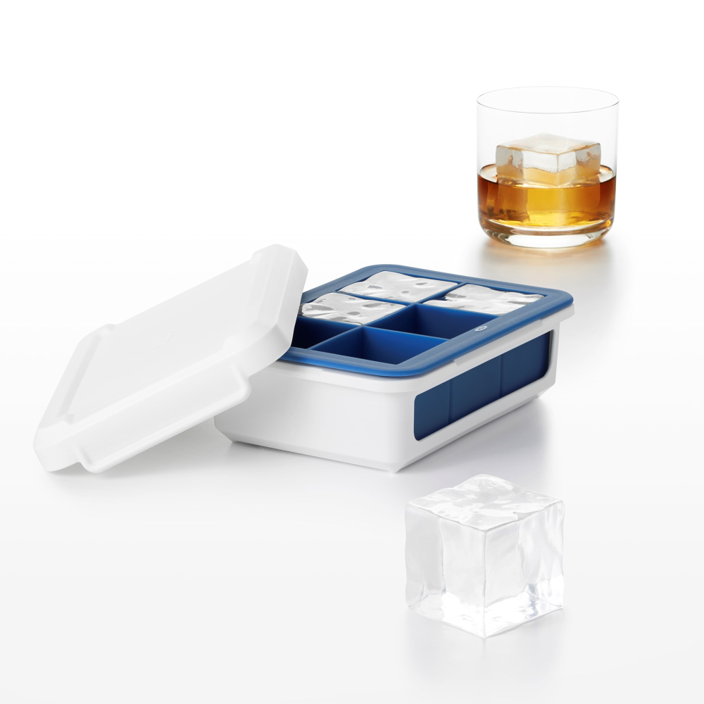 Covered silicone ice cube tray - large cubes-7