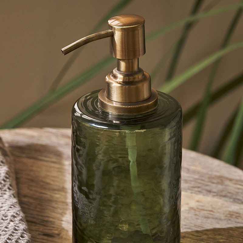 Ilcoso Recycled Hammered Glass Soap Dispenser, Green-2