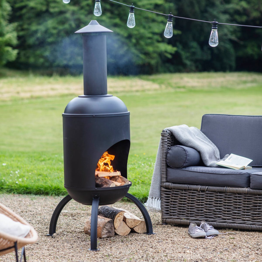 Chiminea, H160 x D70 x W70cm, Black-0