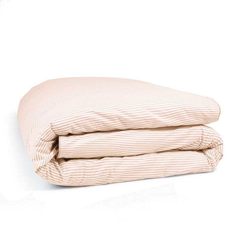 Striped Percale  Duvet Cover, Superking, Clay Pink Stripe-1