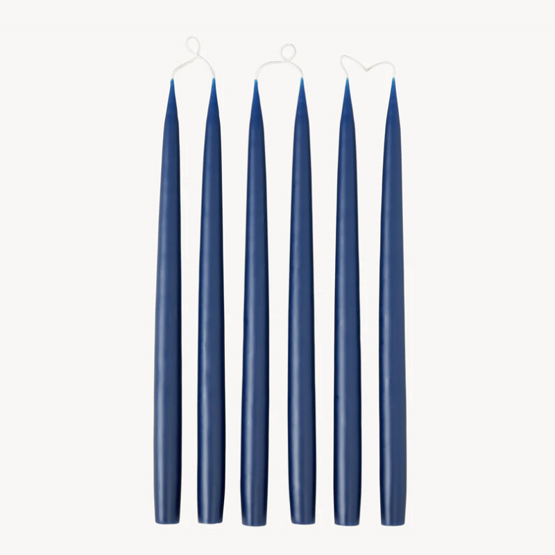 Set of 6 Tapered Dinner Candles, H35cm, Navy Blue-0