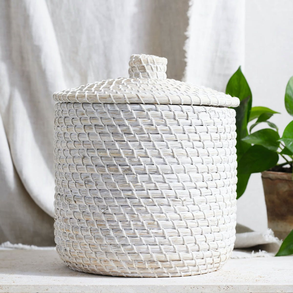 Ali Baba Tall basket, H34 x Dia28cm, White-0