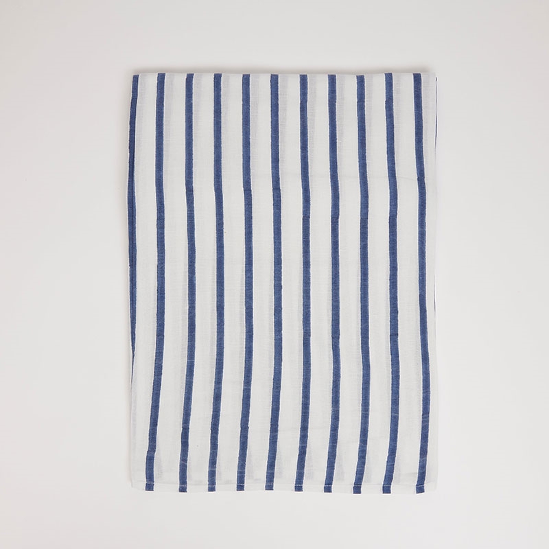 St Tropez Tablecloth, 150x 300cm, Dark Blue &  White-0