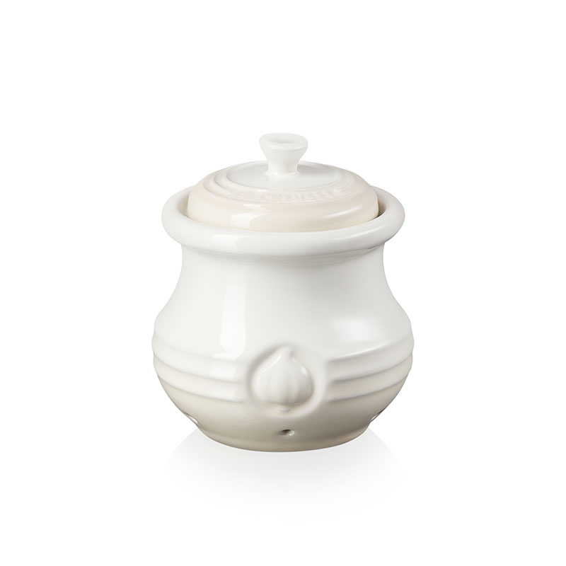 Stoneware Garlic keeper, 12.5 x 7cm, Meringue-1