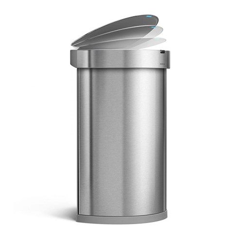 Semi round sensor bin, H64cm - 45 litre, Brushed Stainless Steel-1