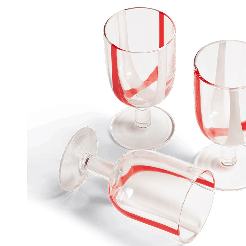 Mila Set of 6 Wine Glasses, Red & White-3