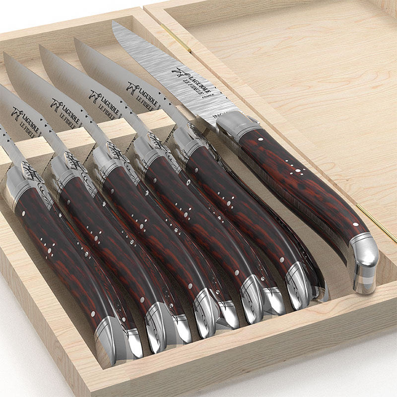 Laguiole Set of 6 Steak Knives, Amourette-3