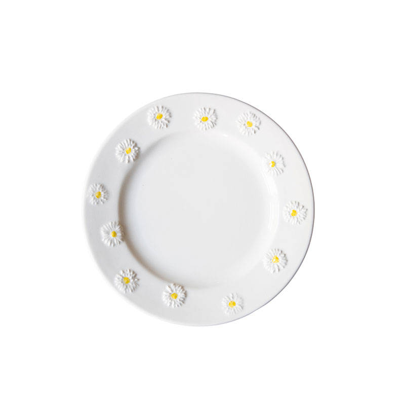 Daisy Set of 4 Side Plates, D22cm, White-1