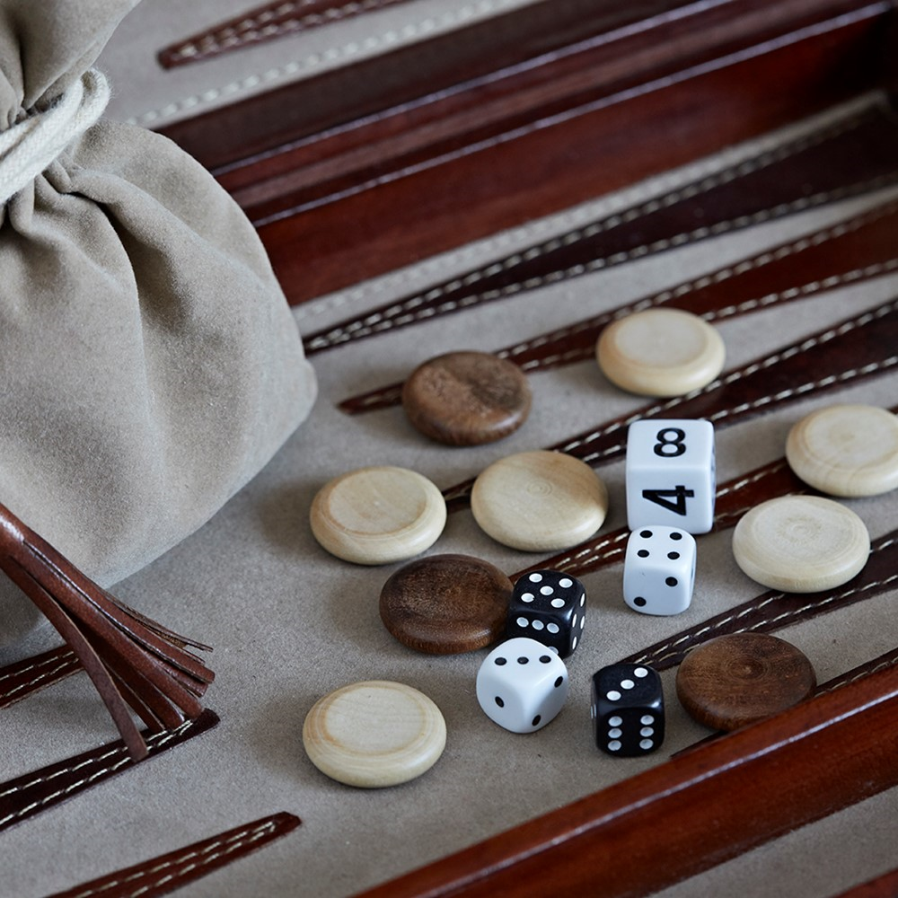 Backgammon set, W23 x D39cm, Tan Leather-4