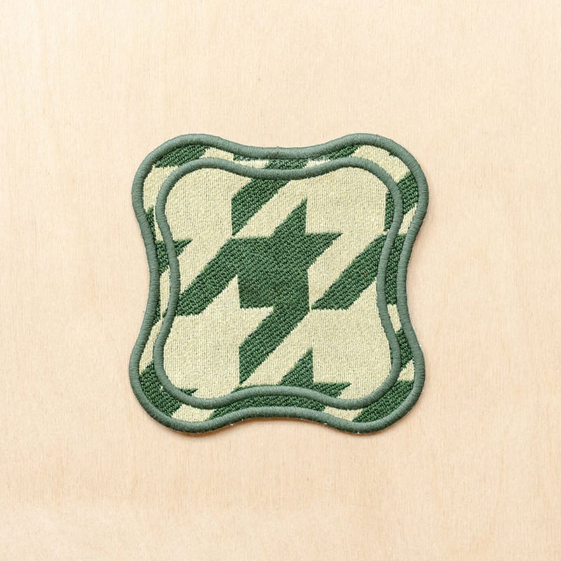 Houndstooth Set of 2 Coasters, 13 x 13cm, Green-3