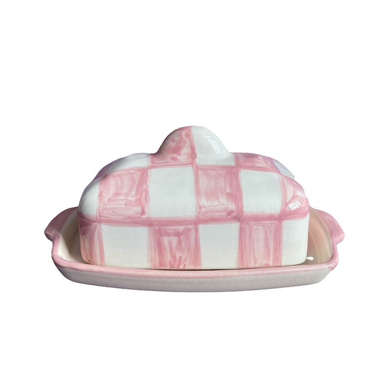 Buttercup Butter Dish, W18 x L8cm, White/Pink-0