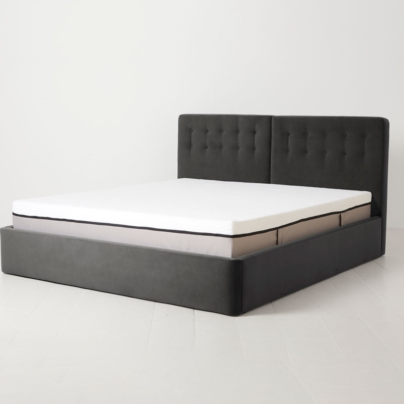 Bed 01 Velvet Double Frame, Charcoal-0