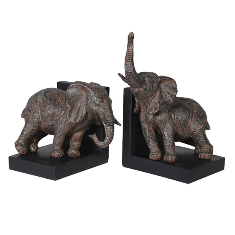 Elephant Pair of Book Ends, 25 x 15cm, Black-0