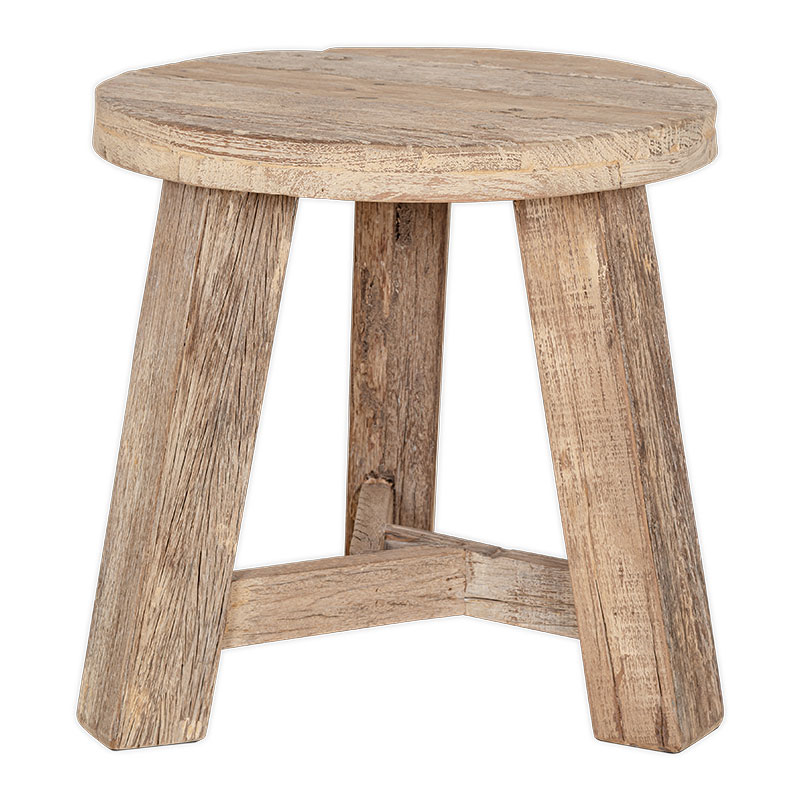 Ibo Reclaimed Wood Round Side Table, Natural-1