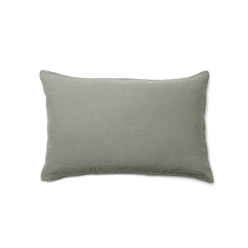 Linen Pair of Standard Pillowcases, Moss-3