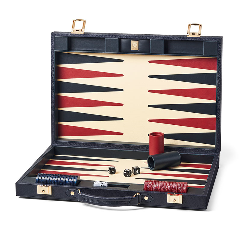 Backgammon Set, L45cm x W30cm, Navy Pebble-0