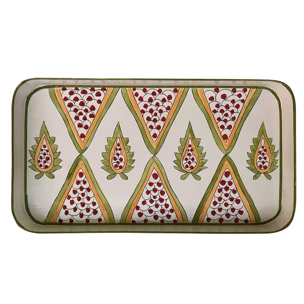 Persia Rectangular Handpainted Iron Tray, 32 x 17cm, Brown-0