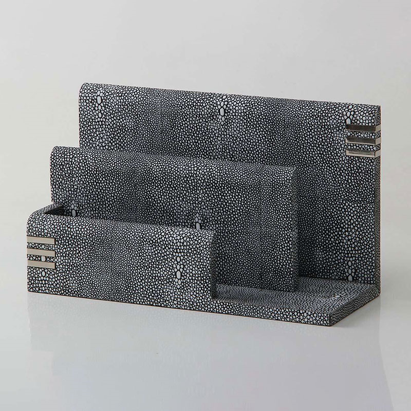 Chandler Letter Rack, 26 x 10 x 15cm, Charcoal Shagreen-4