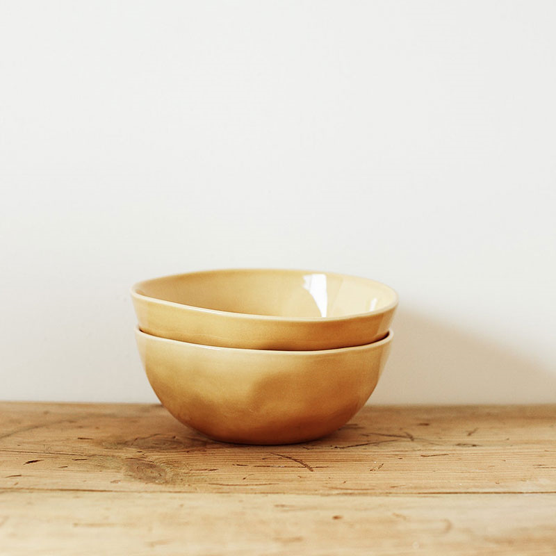 Handcrafted Set of 2 Bowls, D16cm, Dijon-2