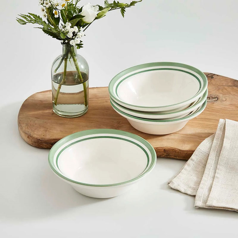 Potter's Stripe Set of 4 Oatmeal Bowls, D16.5cm, Green-0