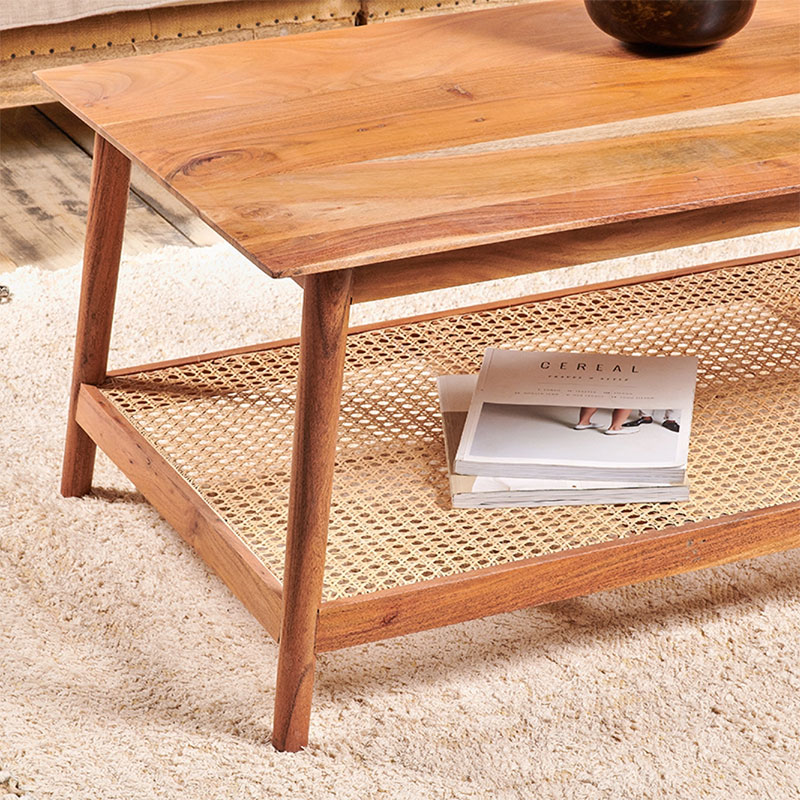 Erabar Acacia & Cane Coffee Table, Natural-2