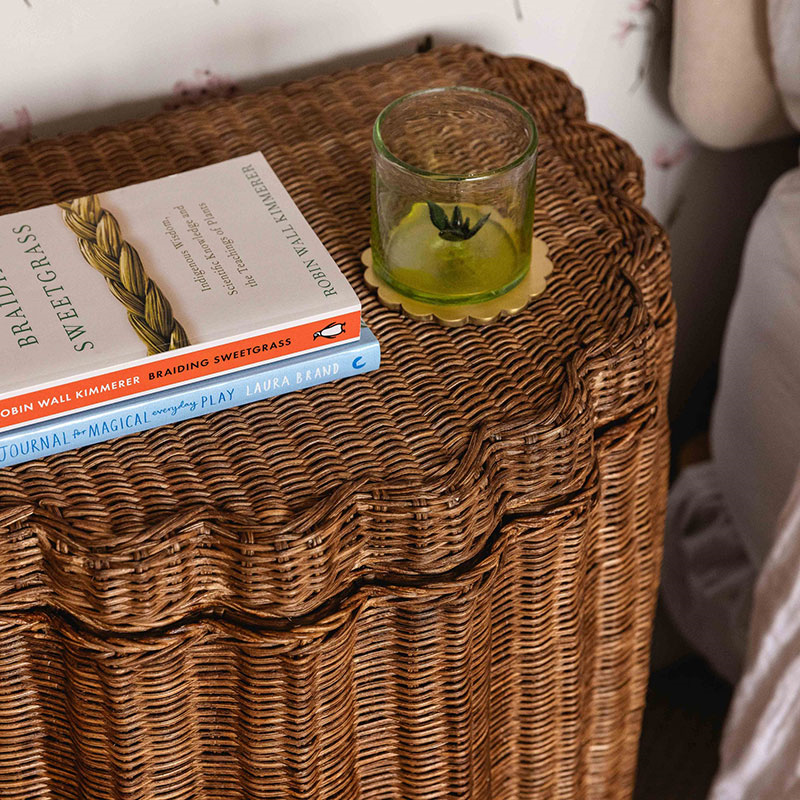 Shell Side Table / Laundry Basket, Teak-5