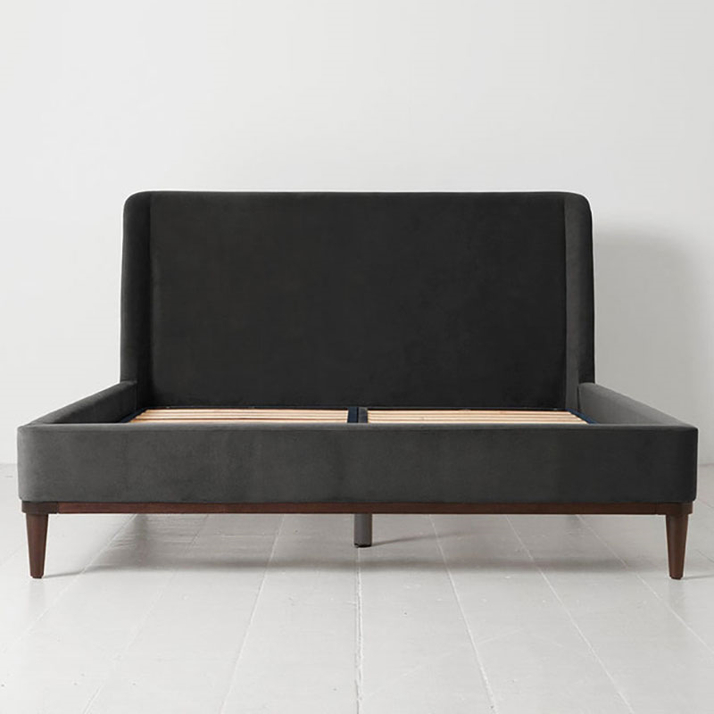 Bed 02 Velvet King Size Frame, Charcoal-2