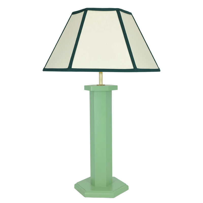 Hexagon Table Lamp Base, H47cm, Turtle Green-2