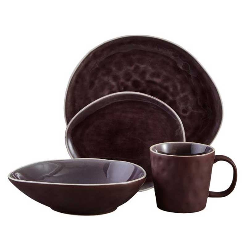 Vie Naturelle 16 Piece Dinner Set, Aubergine-0