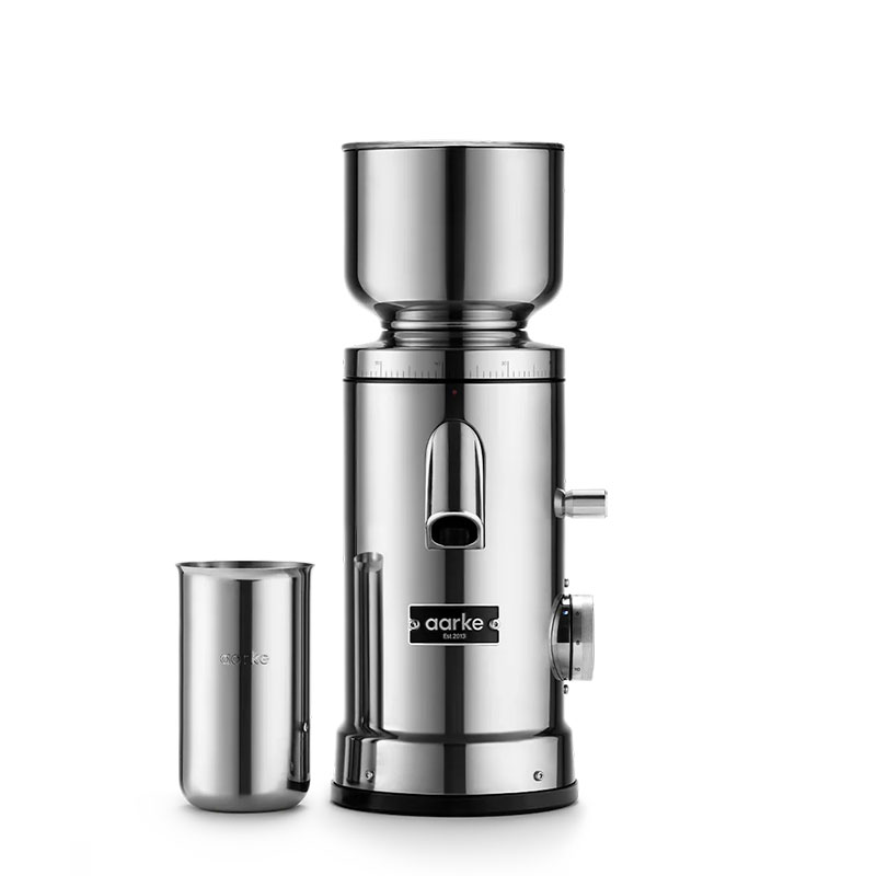 Flat Burr Coffee Grinder, 27cm, Stainless Steel-3