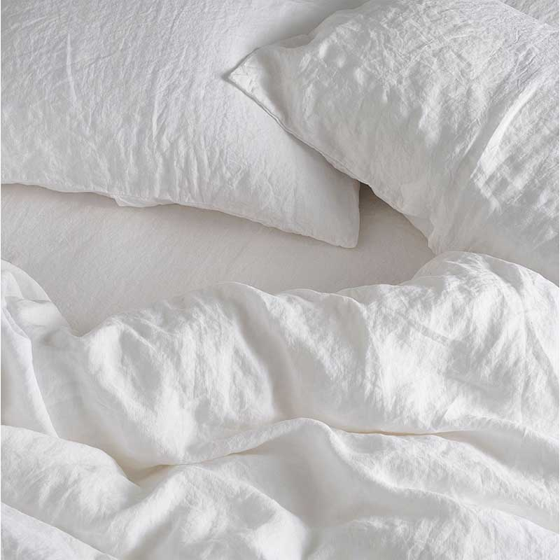 Linen Pair of Standard Pillowcases, Snow-0