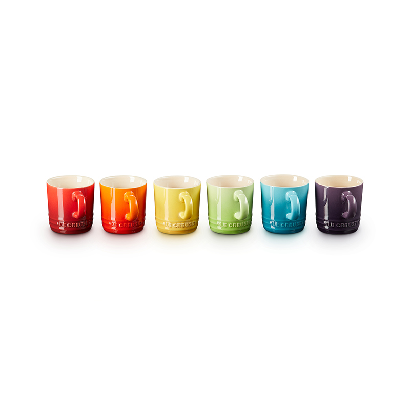 Stoneware Set of 6 espresso mugs, 100ml, Rainbow-0